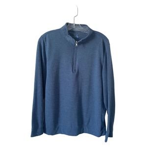 TaylorByrd Quarter Zip Long Sleeve Shirt Top Blue Size Large